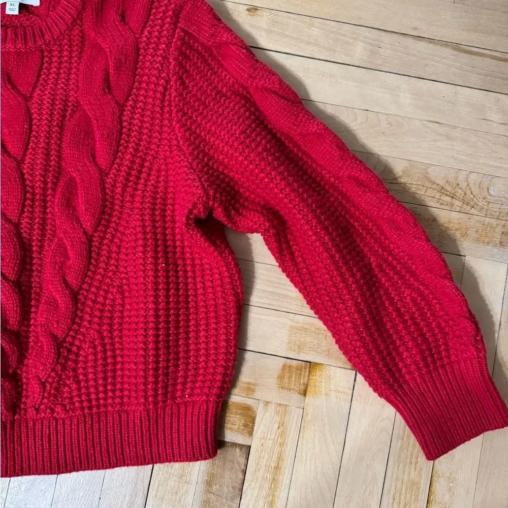 Banana Republic Cherry Red Cable Knit Sweater